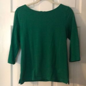 Green 3/4 Sleeve Top with Zip back detail